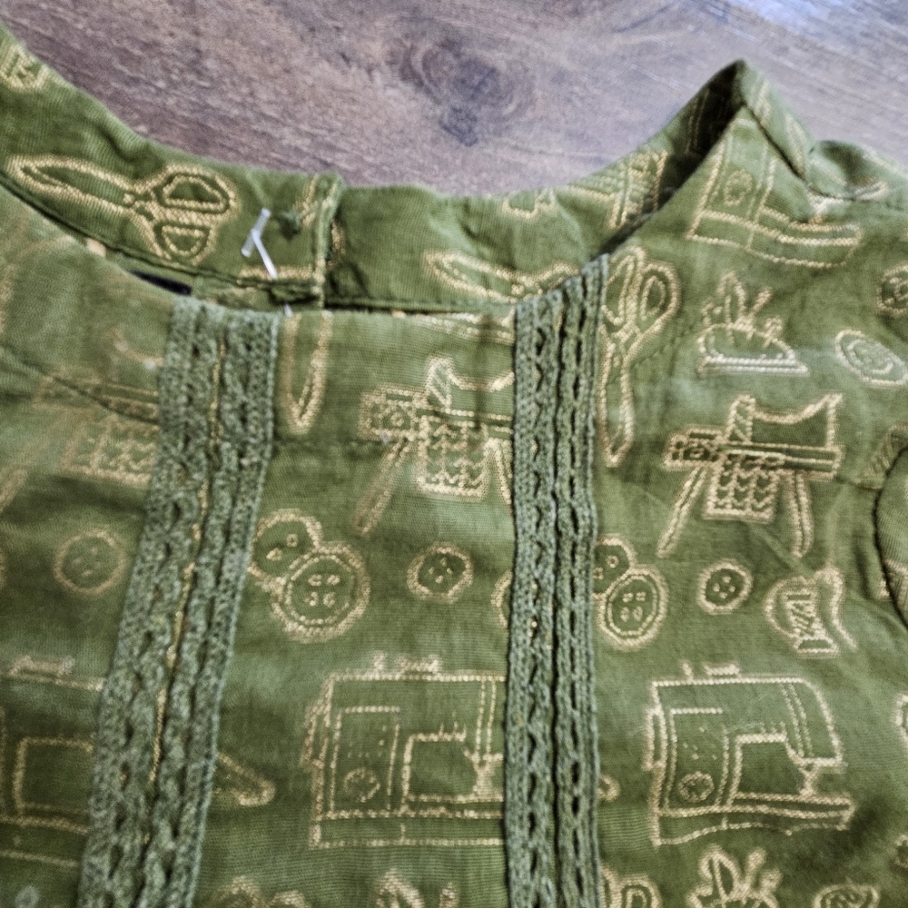 J. Girls Green Metallic Gold Sewing Patterned Tunic Dress Girls 6-7 Years Kurti - Picture 4 of 13